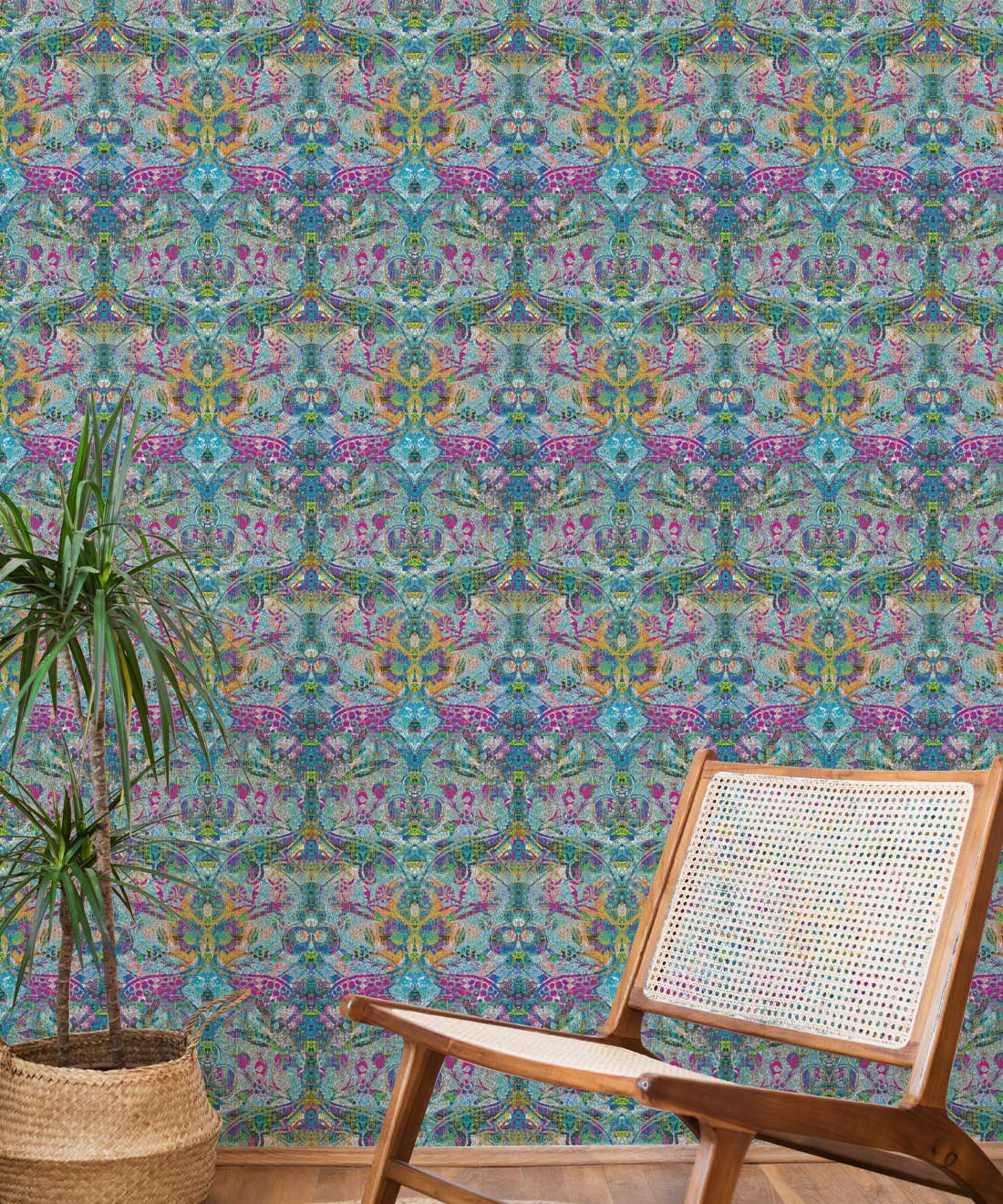 Damask Pomegranate Wallpaper, Jade