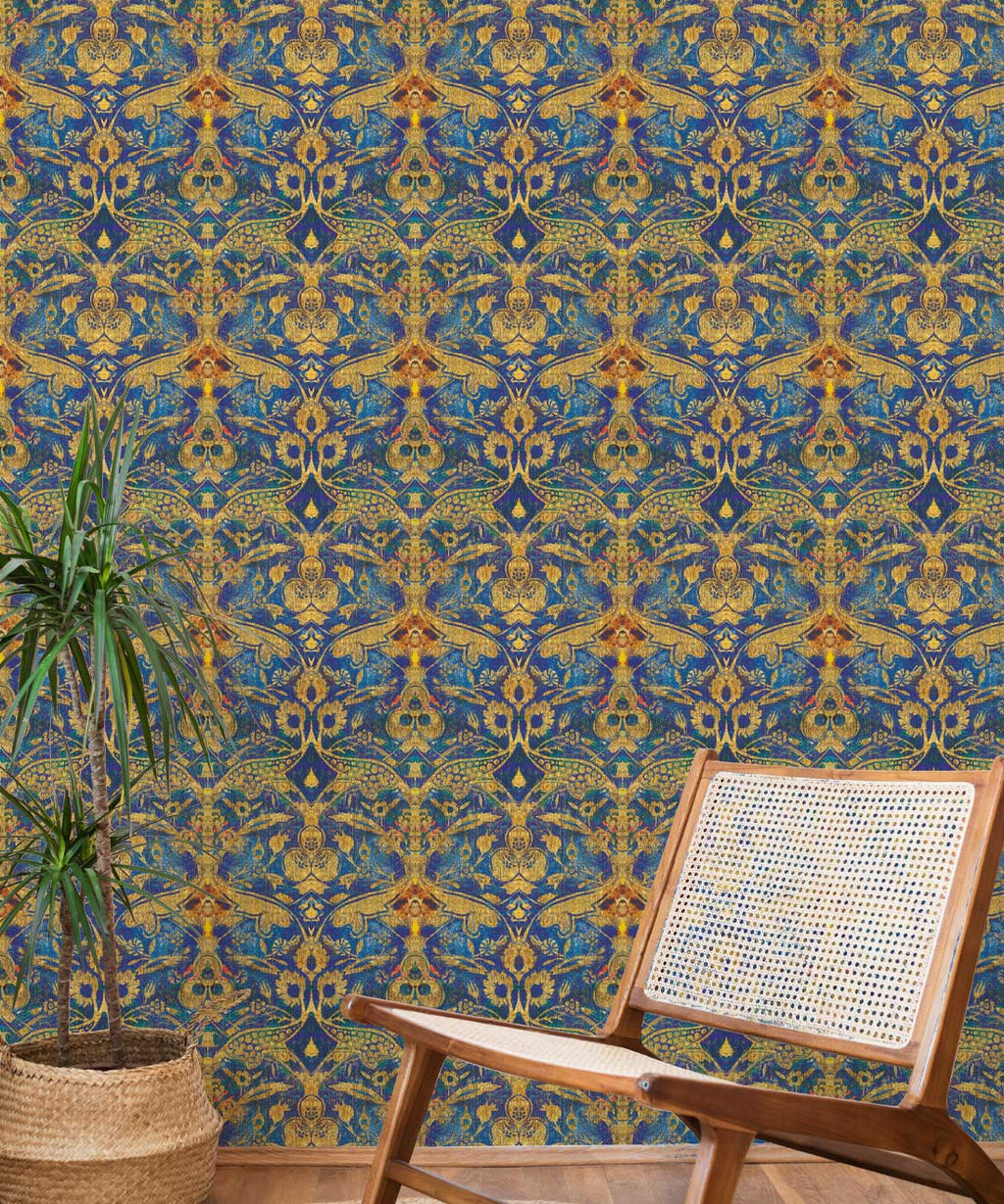 Damask Pomegranate Wallpaper, Lapis