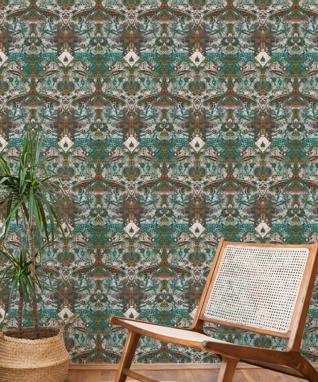 Damask Pomegranate Wallpaper, Pearl