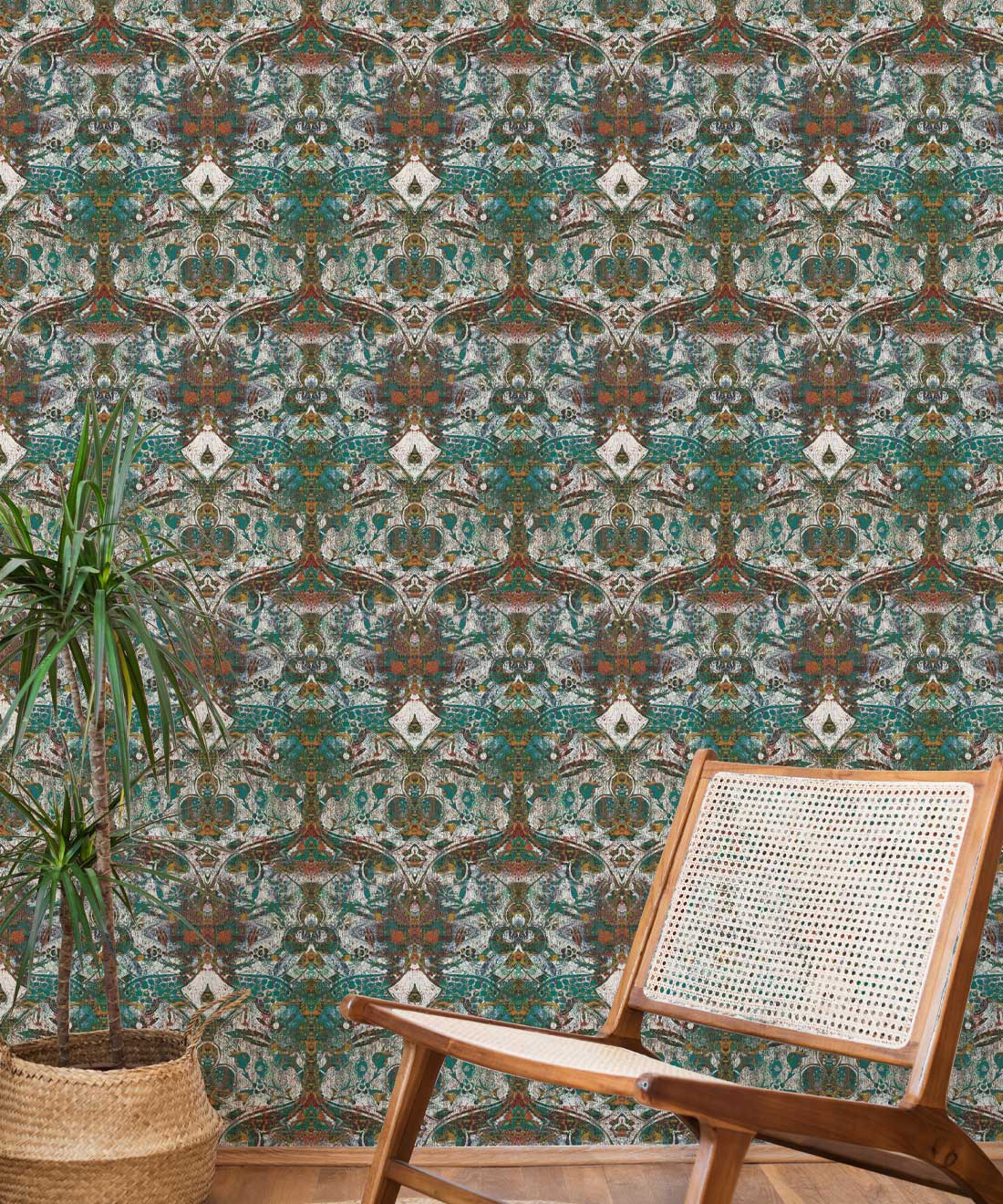 Damask Pomegranate Wallpaper, Pearl