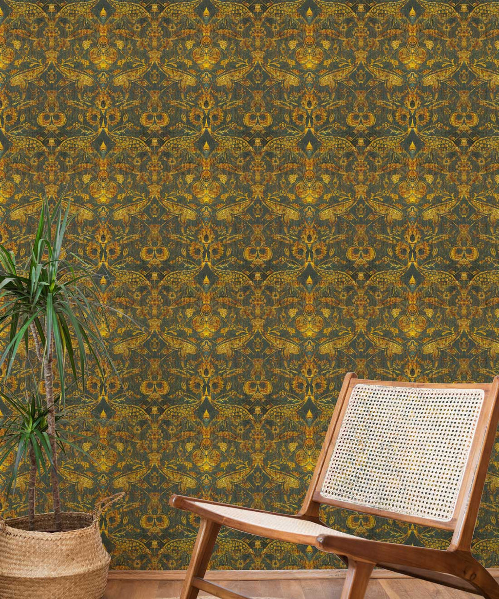 Damask Pomegranate Wallpaper, Quartz