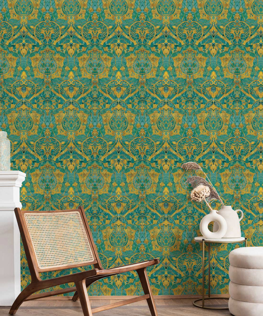 Damask Tulip Wallpaper, Citrine