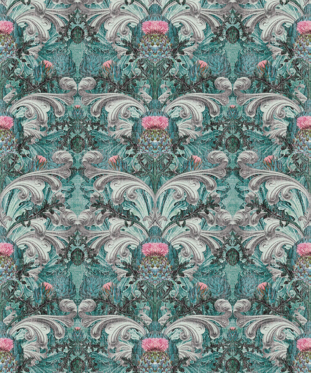 Thistle Wallpaper, Turquoise
