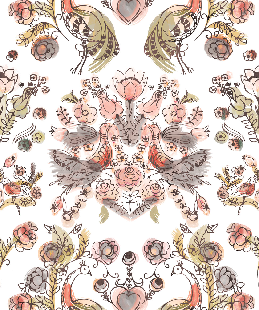 Briar Rose Wallpaper, Rust