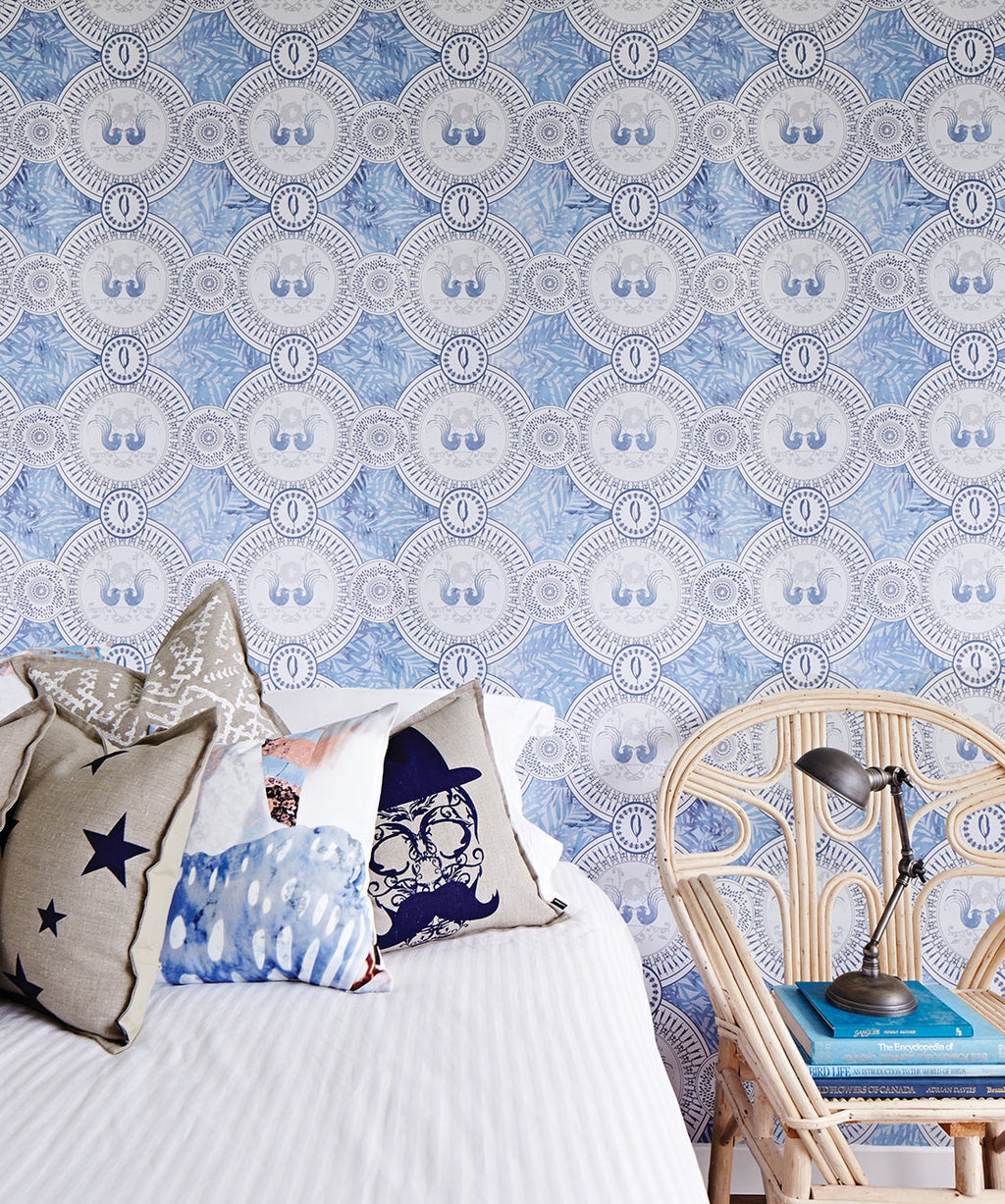 Parlour Paradiso Wallpaper, Denim