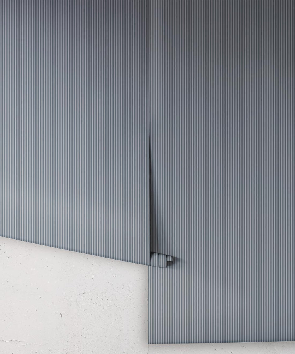 Ticking Stripe Wallpaper, Fog