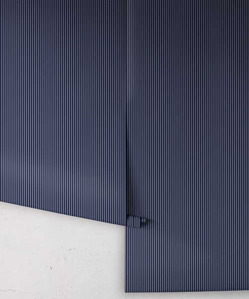 Ticking Stripe Wallpaper, Maastricht Blue