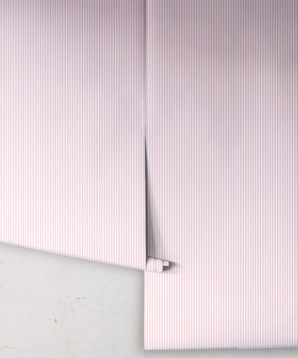 Ticking Stripe Wallpaper, Pink