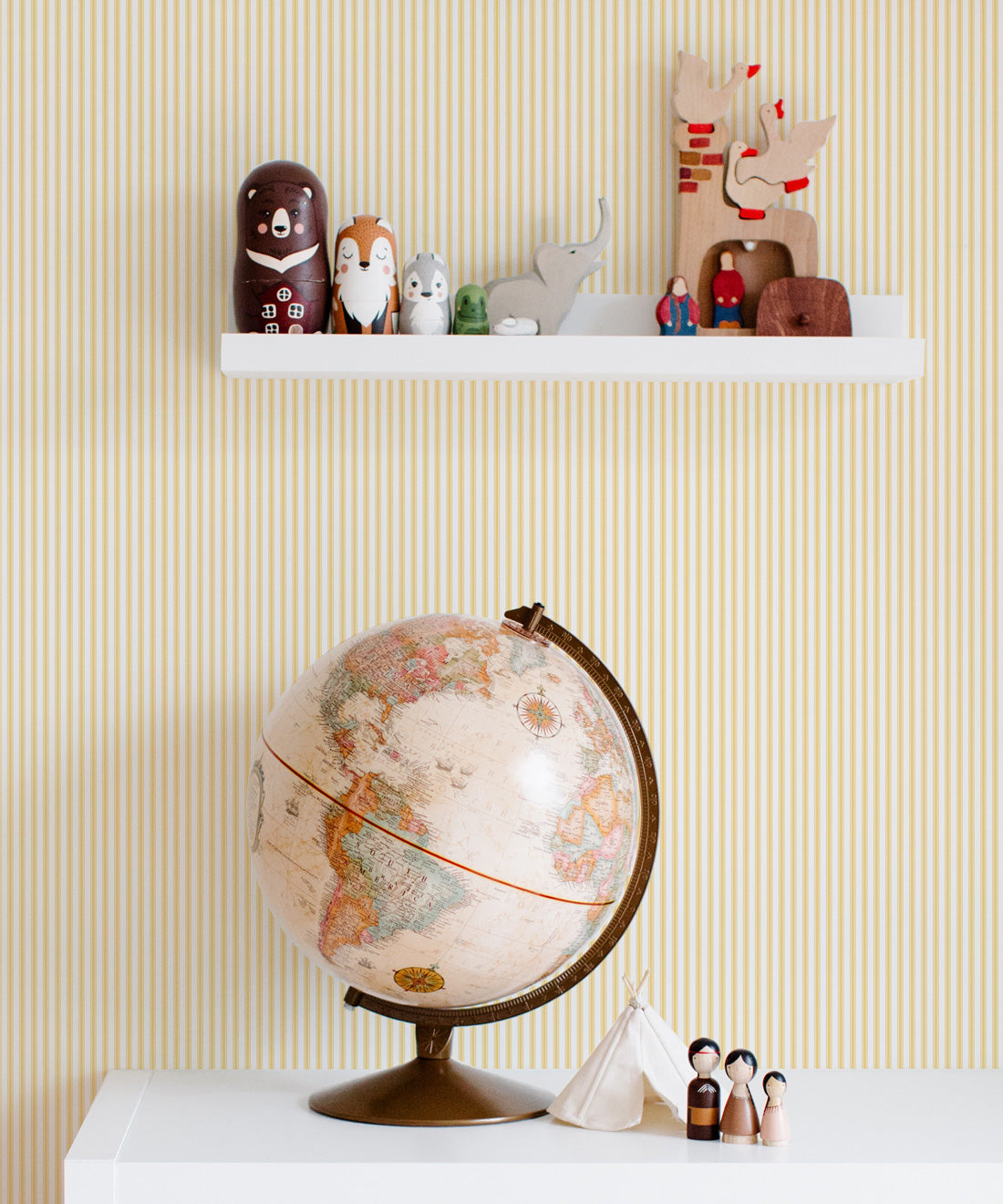 Ticking Stripe Wallpaper, Sunshine