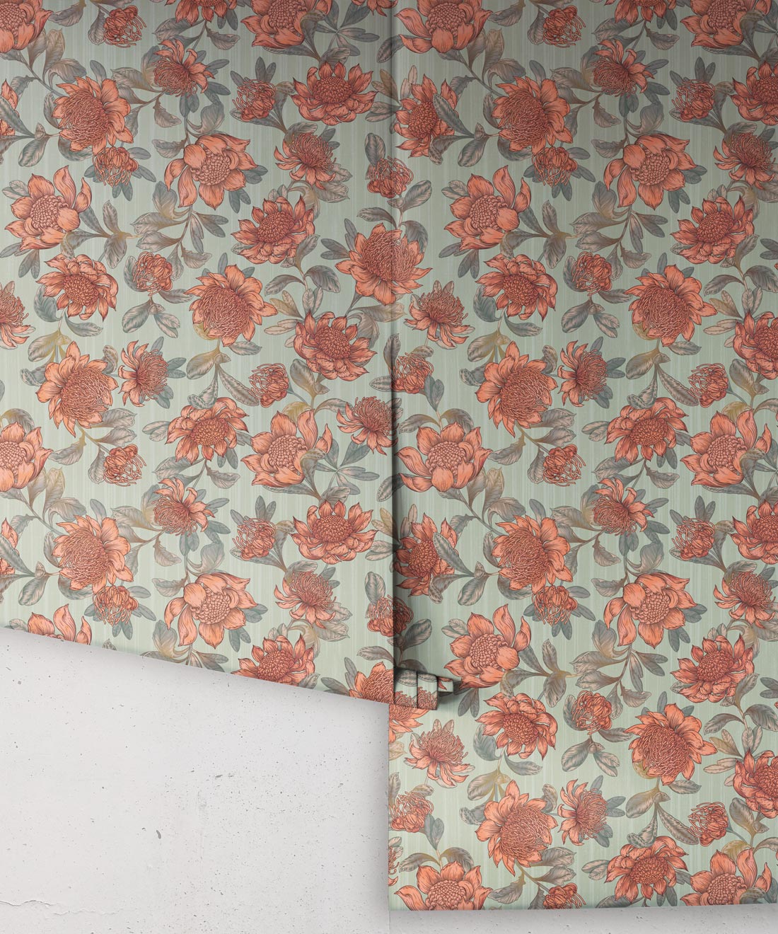 Waratah Wallpaper, Green
