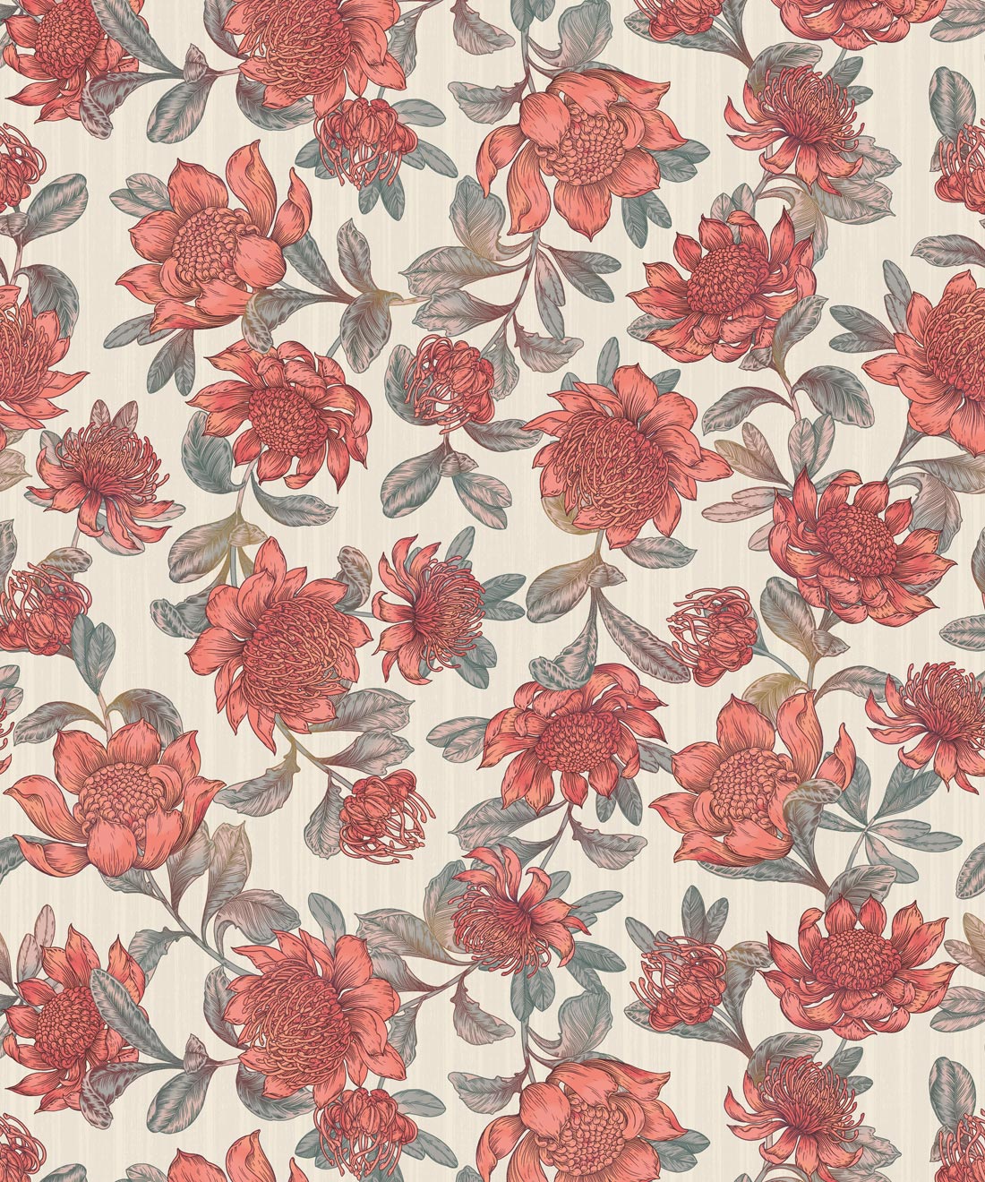 Waratah Wallpaper, Parchment