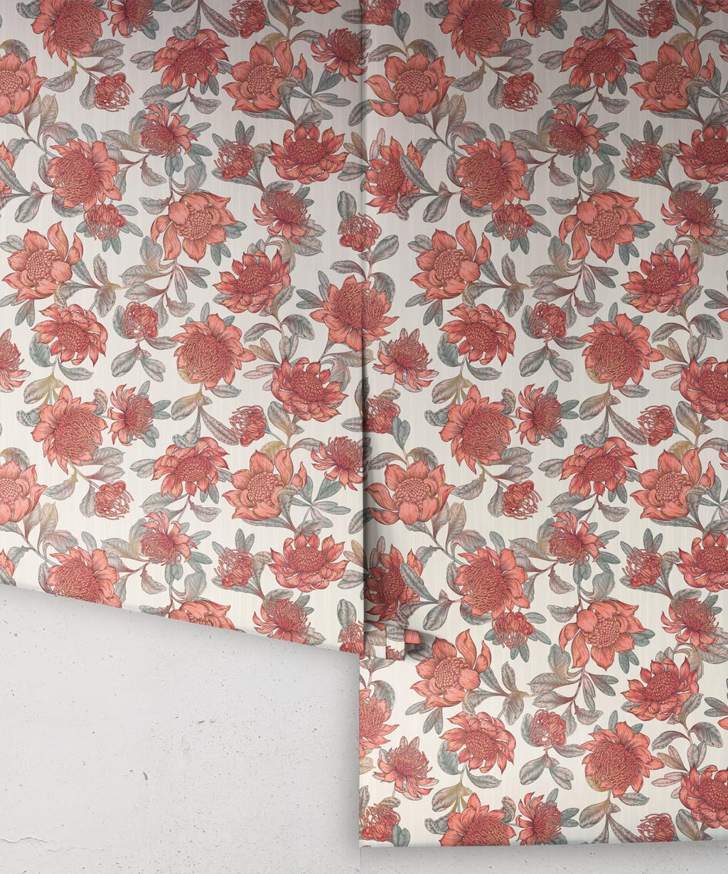 Waratah Wallpaper, Parchment