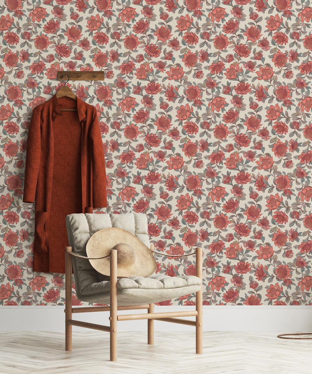 Waratah Wallpaper, Parchment