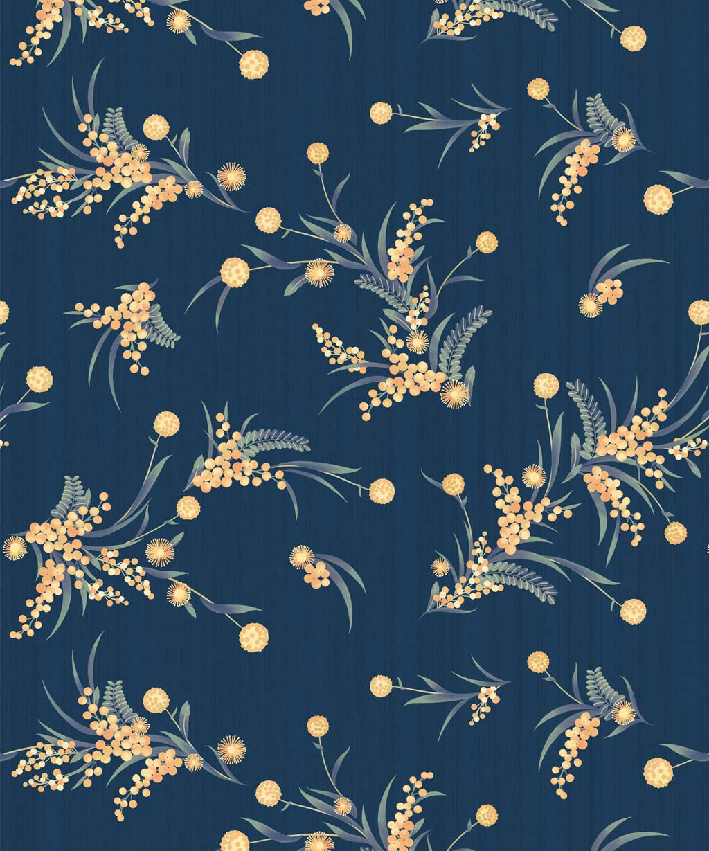 Wattle Wallpaper, Blue