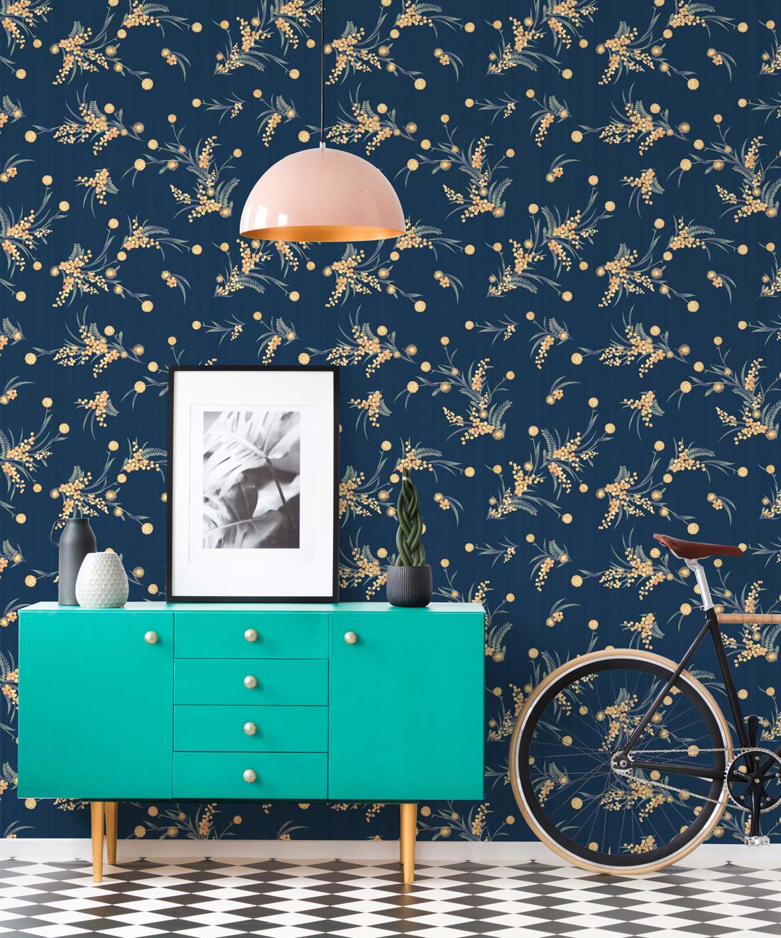 Wattle Wallpaper, Blue