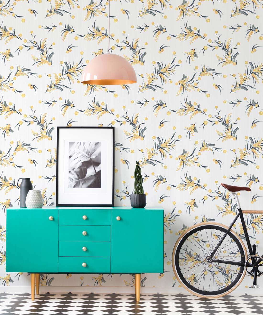 Wattle Wallpaper, White