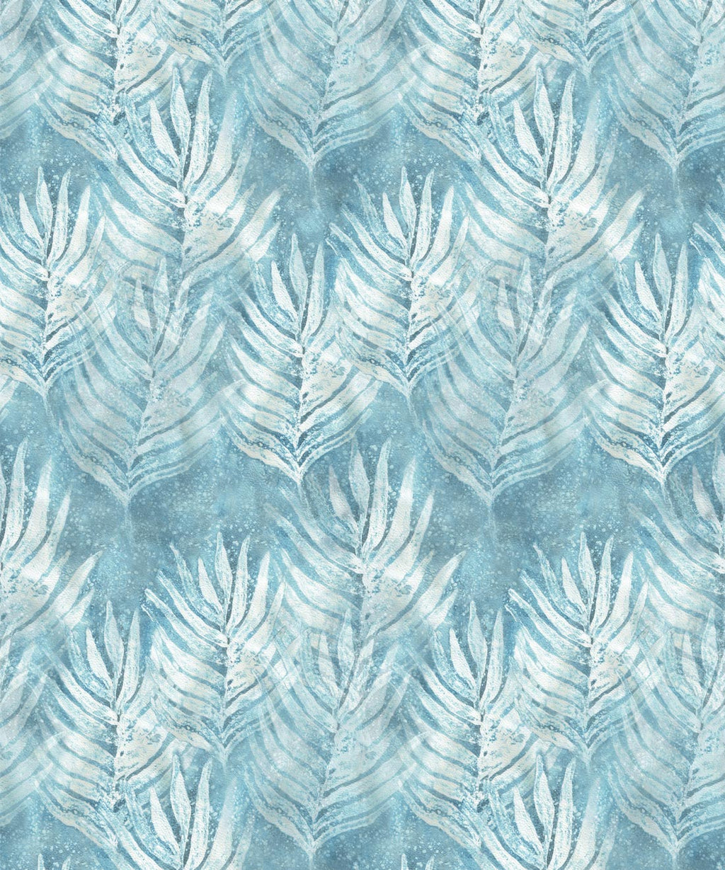 Shibori Leaf Wallpaper, Aqua