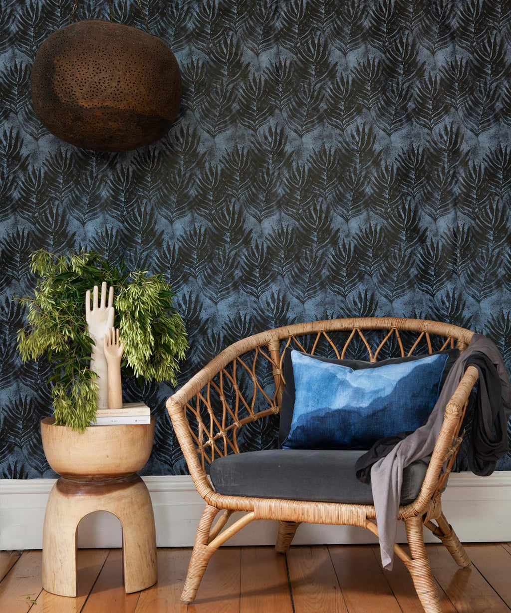 Shibori Leaf Wallpaper, Evening Silhouette