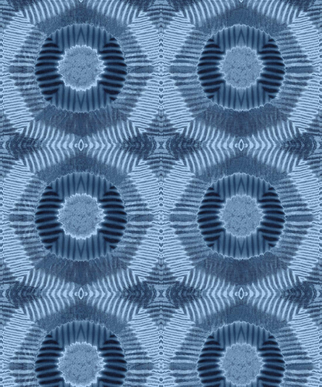 Aztec Suns Wallpaper, Indigo