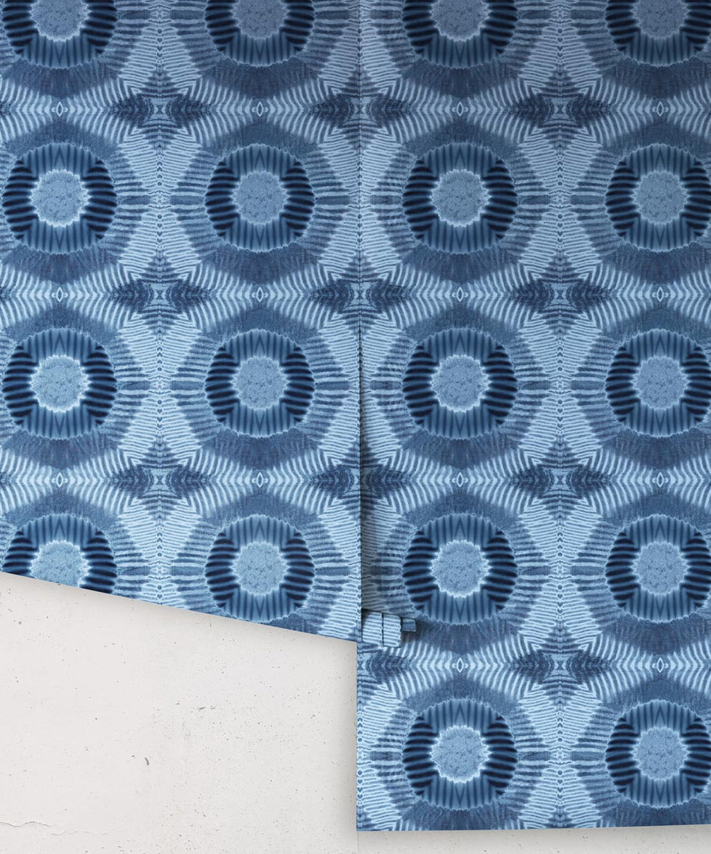 Aztec Suns Wallpaper, Indigo