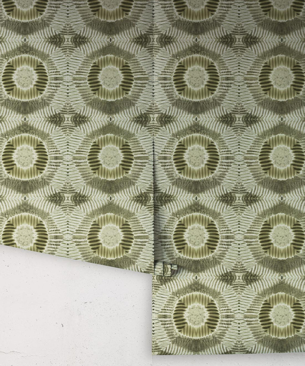 Aztec Suns Wallpaper, Olive