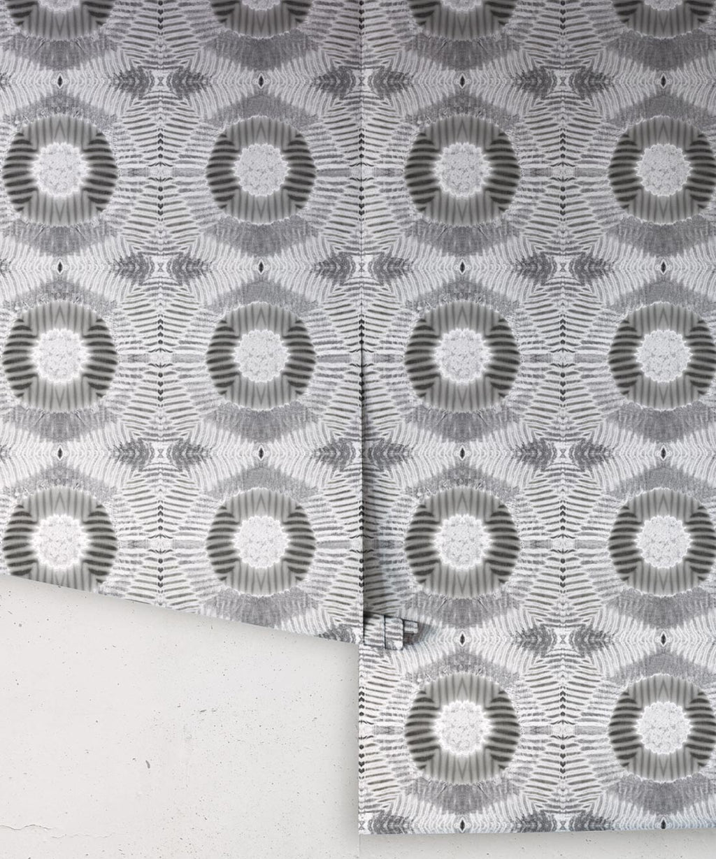 Aztec Suns Wallpaper, Silver