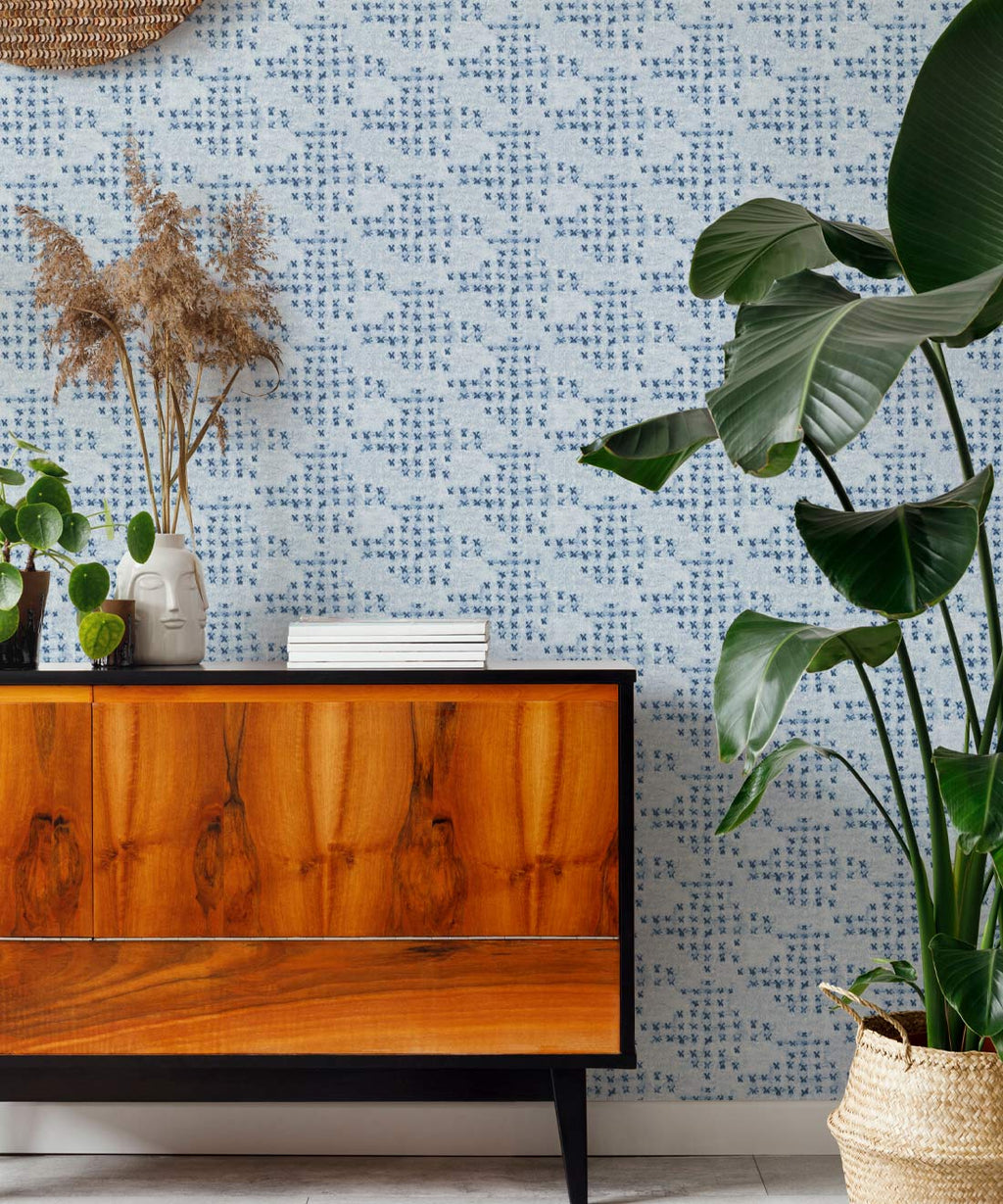 Barre Reverse Wallpaper, Indigo