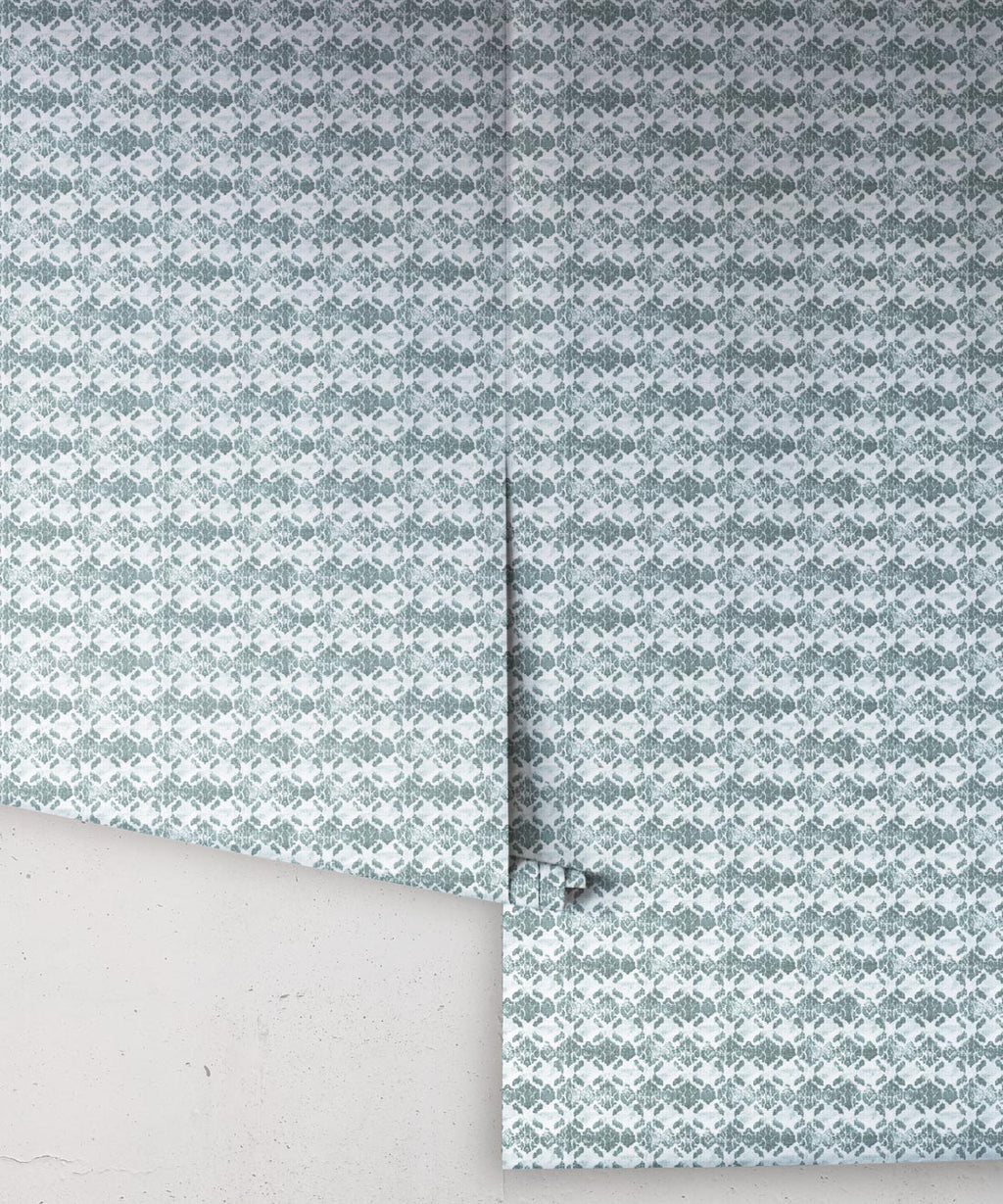 Shibori Ikat Wallpaper, Hunter Green