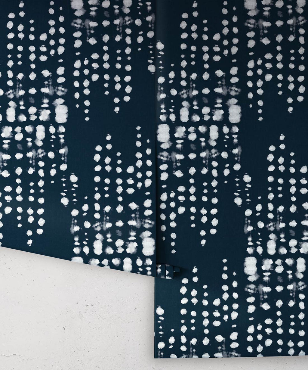 Love Note Wallpaper, Indigo Reversed