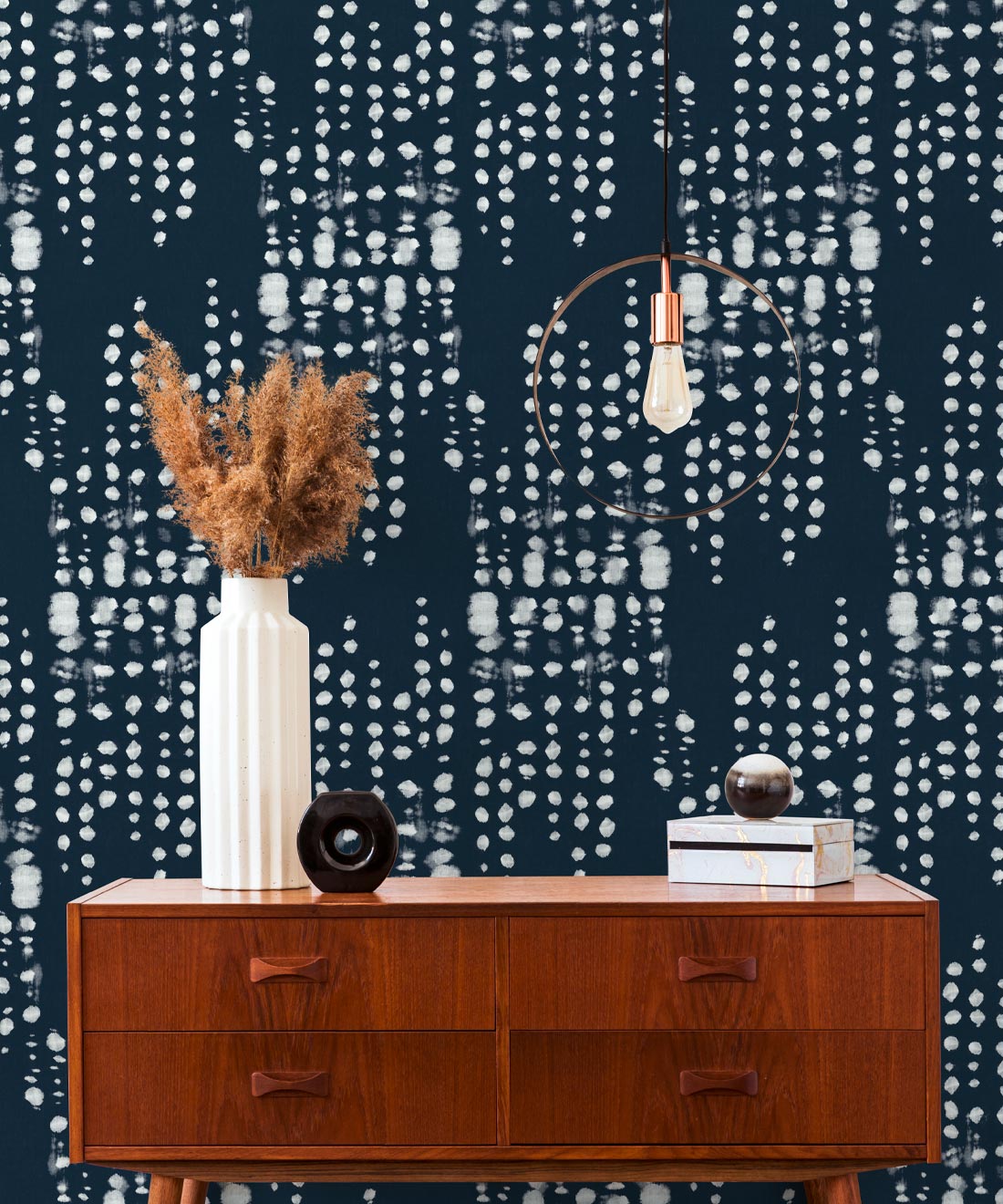 Love Note Wallpaper, Indigo Reversed