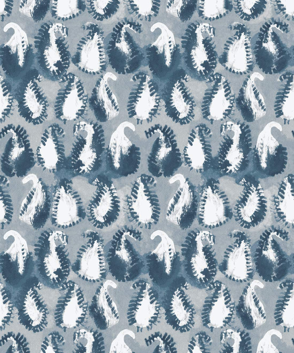 Shibori Paisley Wallpaper, Indigo