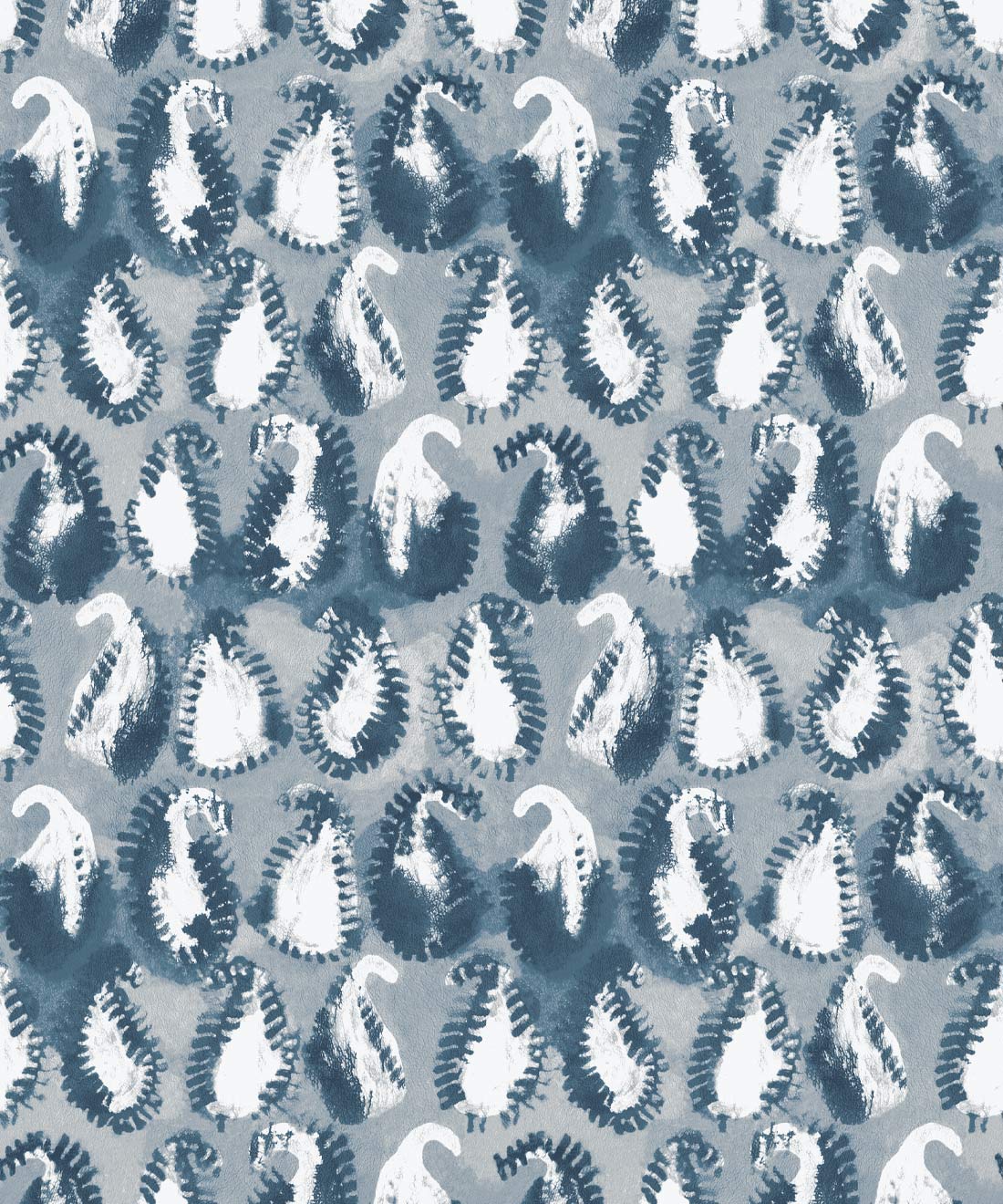Shibori Paisley Wallpaper, Indigo