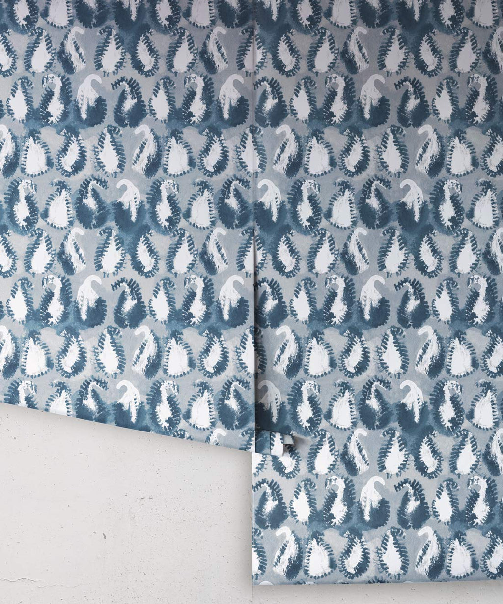 Shibori Paisley Wallpaper, Indigo