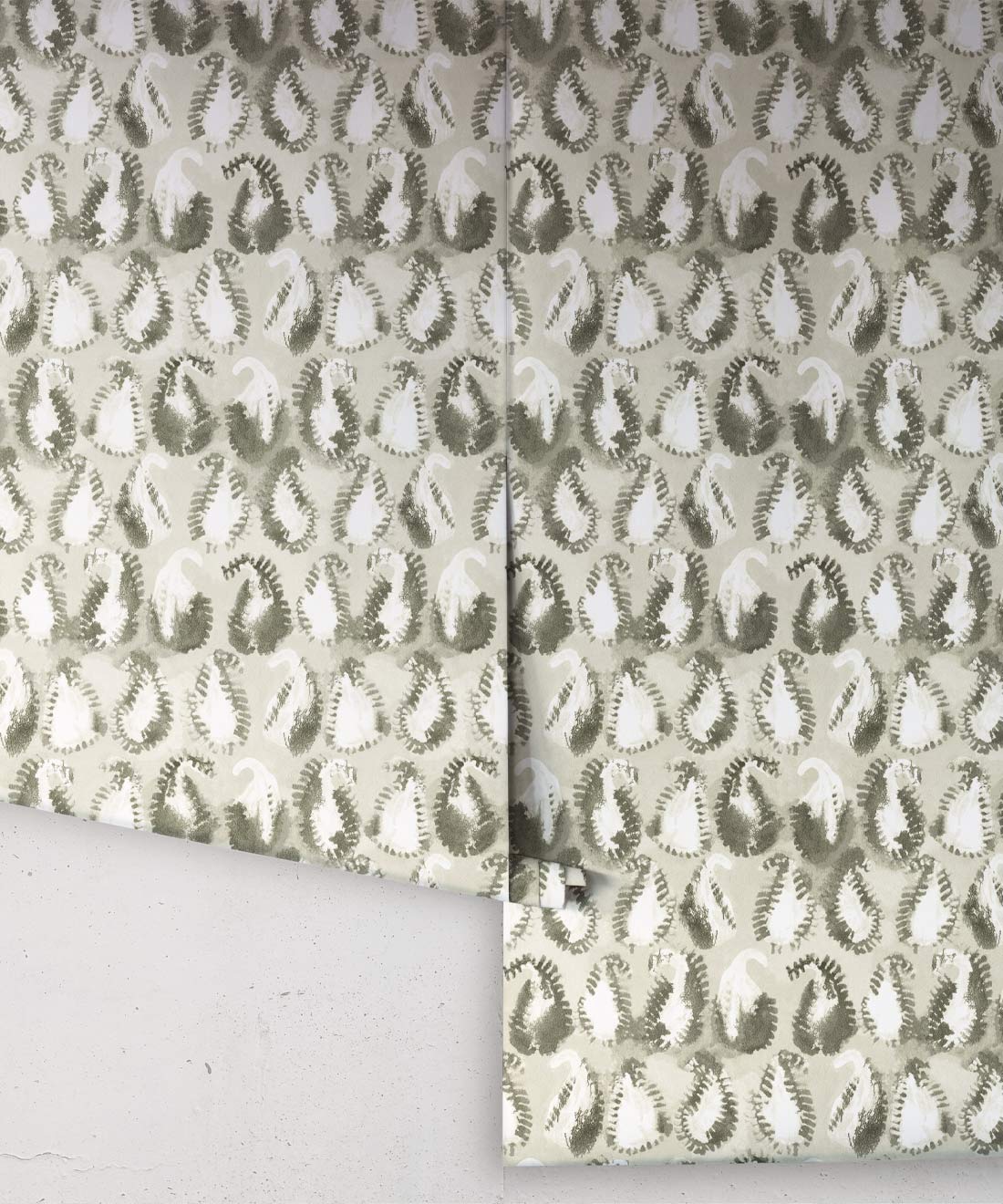 Shibori Paisley Wallpaper, Olive