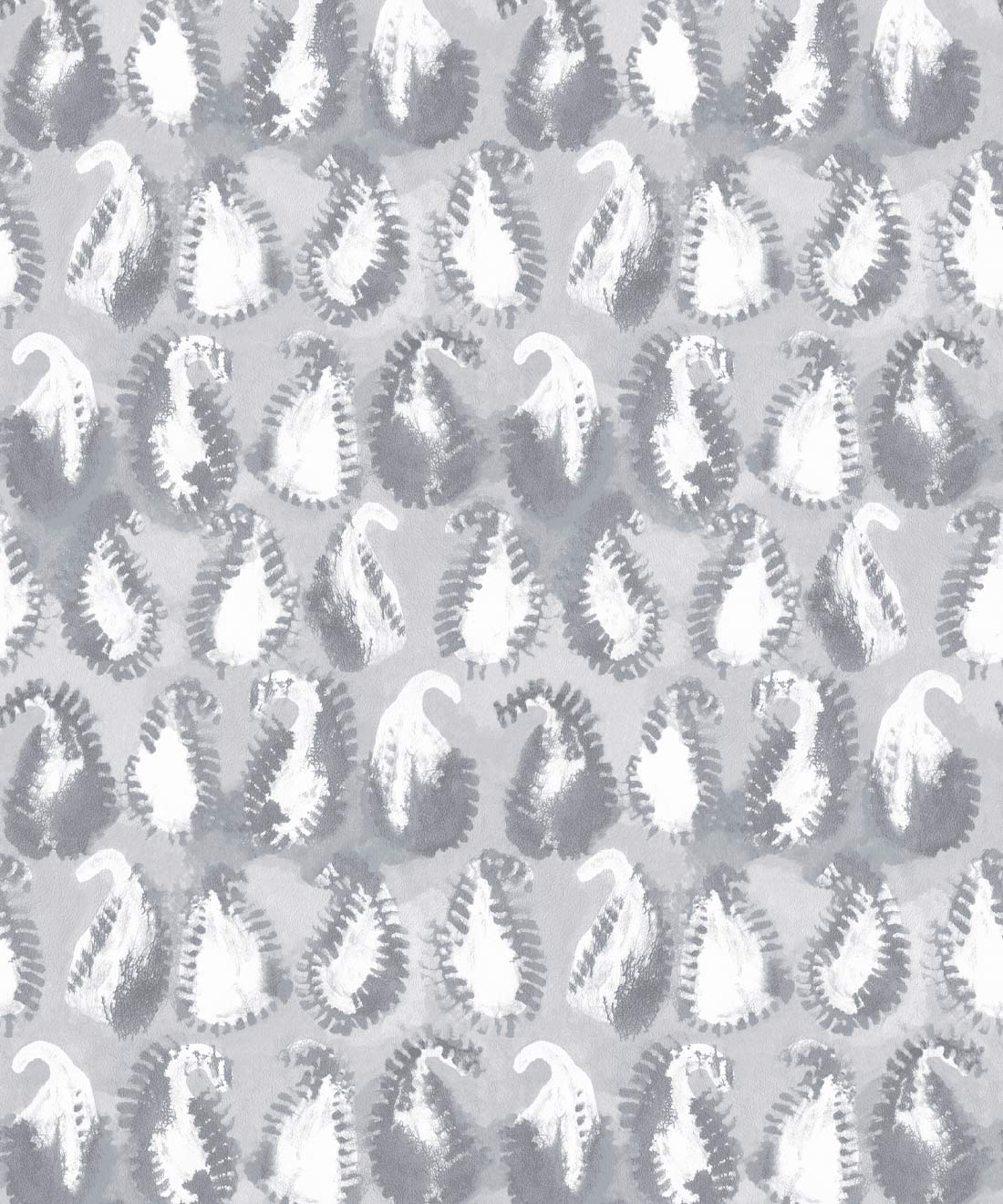 Shibori Paisley Wallpaper, Silver