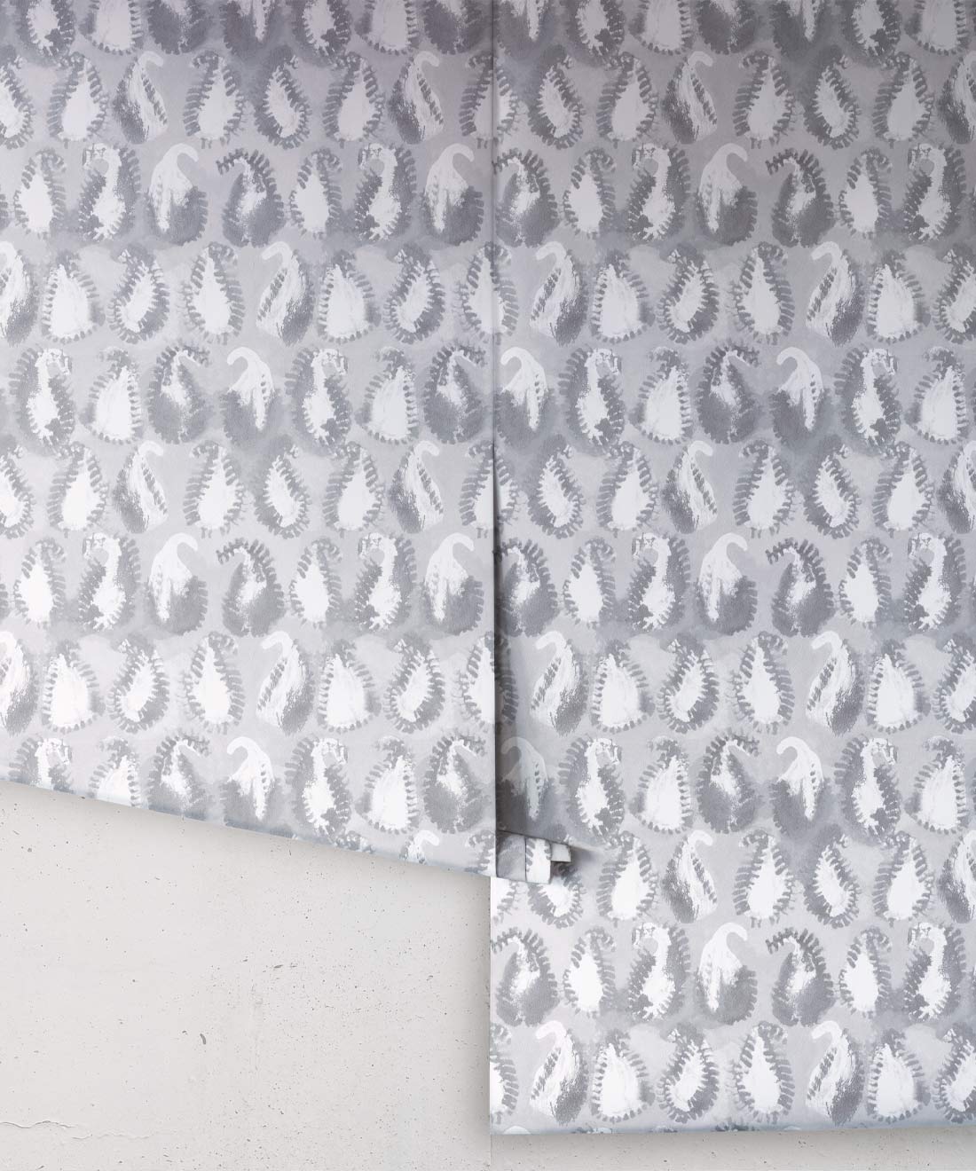 Shibori Paisley Wallpaper, Silver