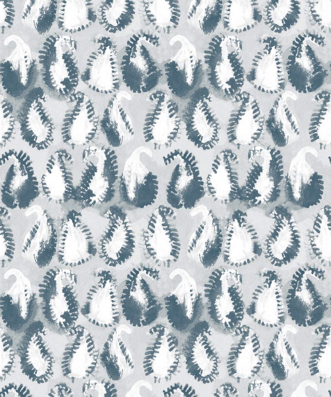 Shibori Paisley Wallpaper, Washed Denim