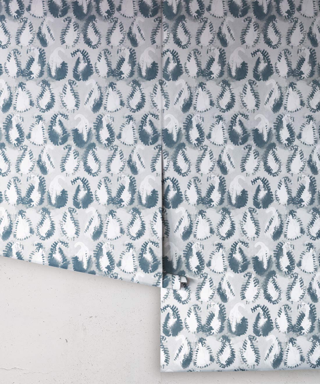 Shibori Paisley Wallpaper, Washed Denim