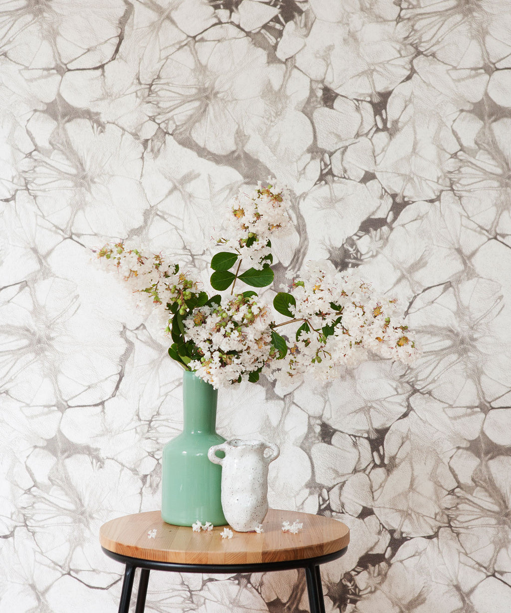 Poppy Wallpaper, Silver