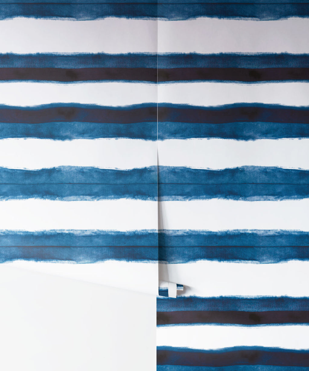 Shibori Stripe Wallpaper, Aleutian
