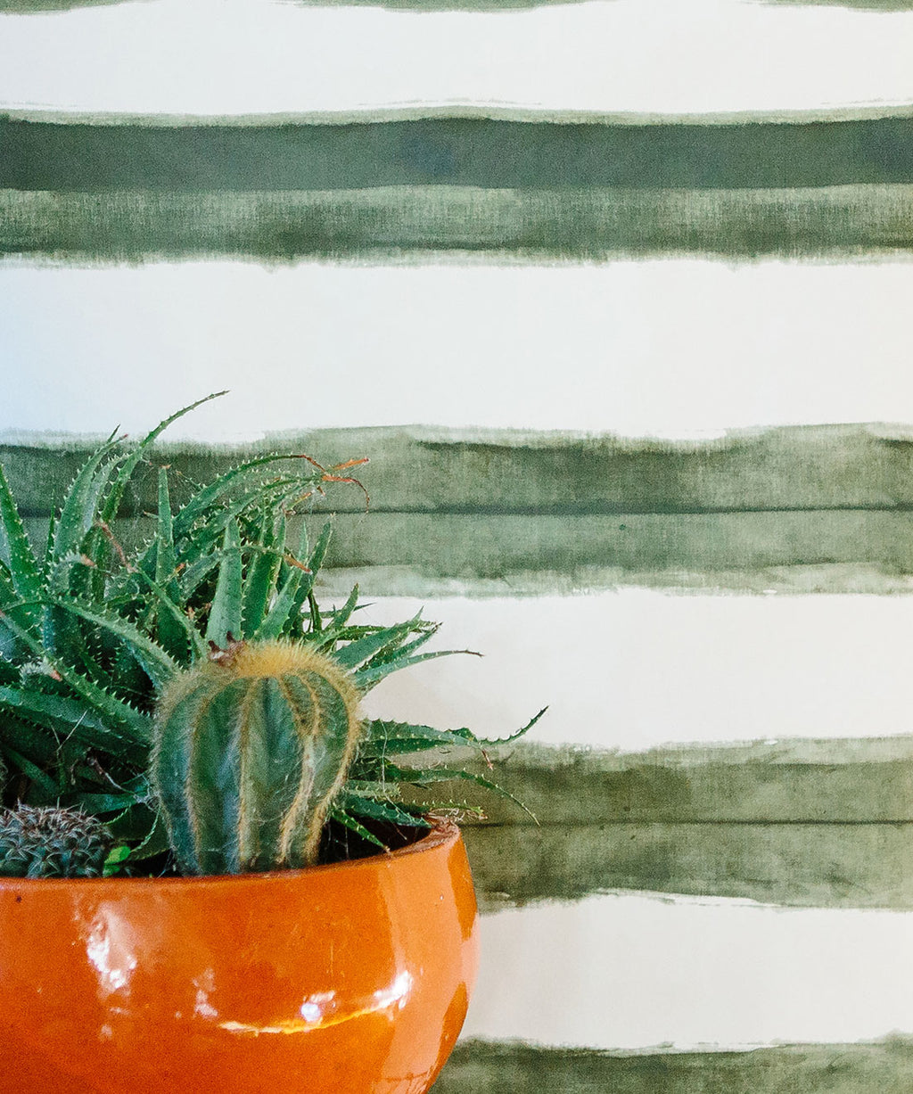 Shibori Stripe Wallpaper, Olive