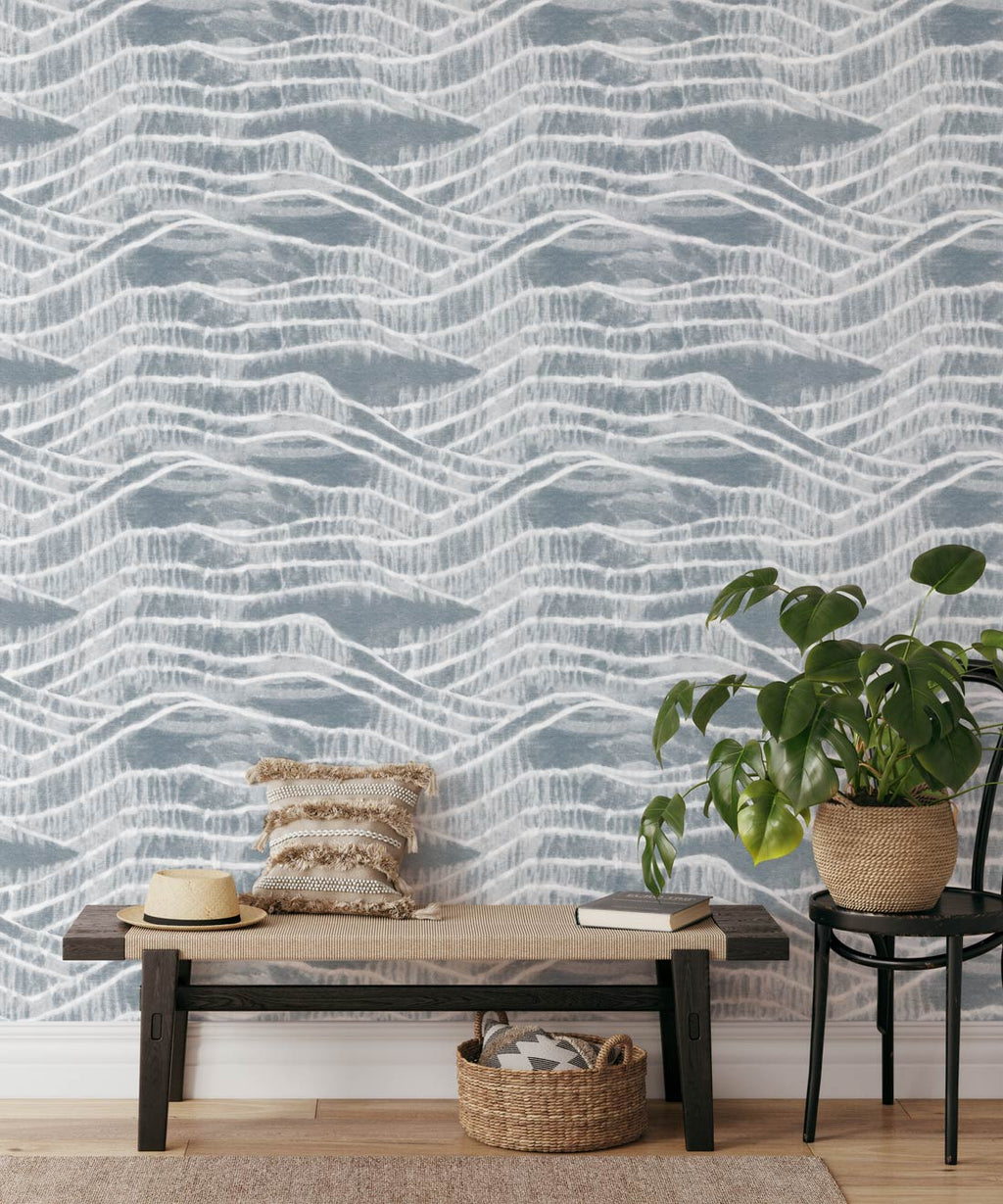 Vista Wallpaper, Washed Denim Reversed