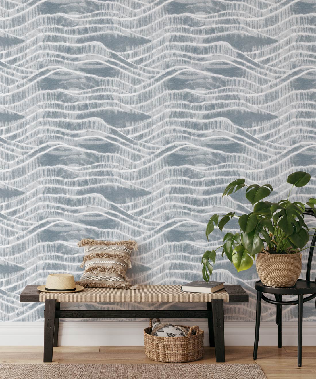 Vista Wallpaper, Washed Denim Reversed