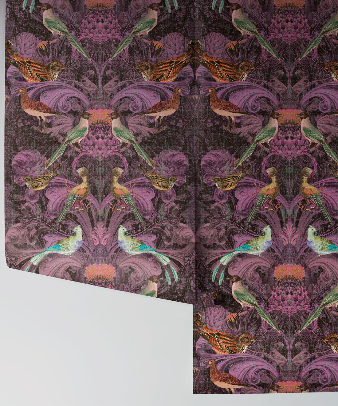 Birdlife Wallpaper, Burgandy
