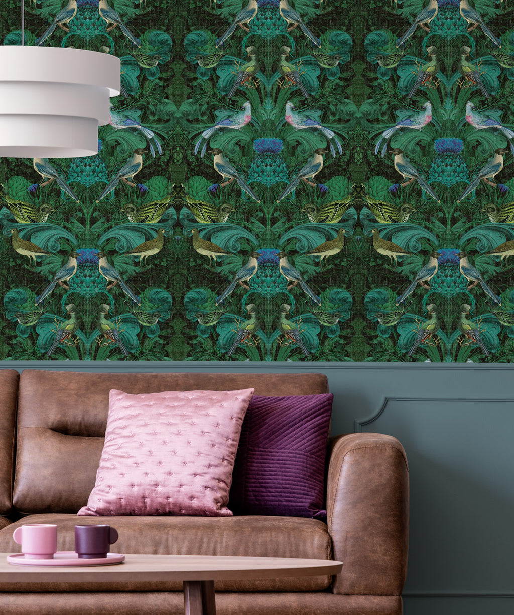 Birdlife Wallpaper, Green