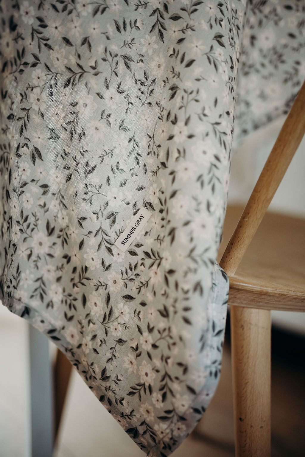 Linen Table Cloth - Summer Gray - Freja Meadow