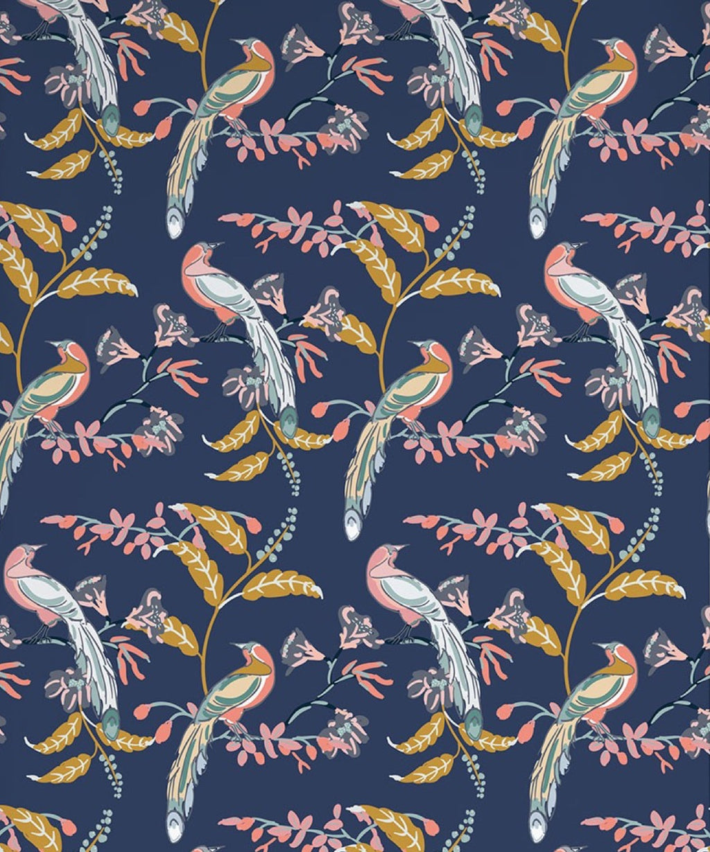 Birds Of Paradise Wallpaper, Evening Blue