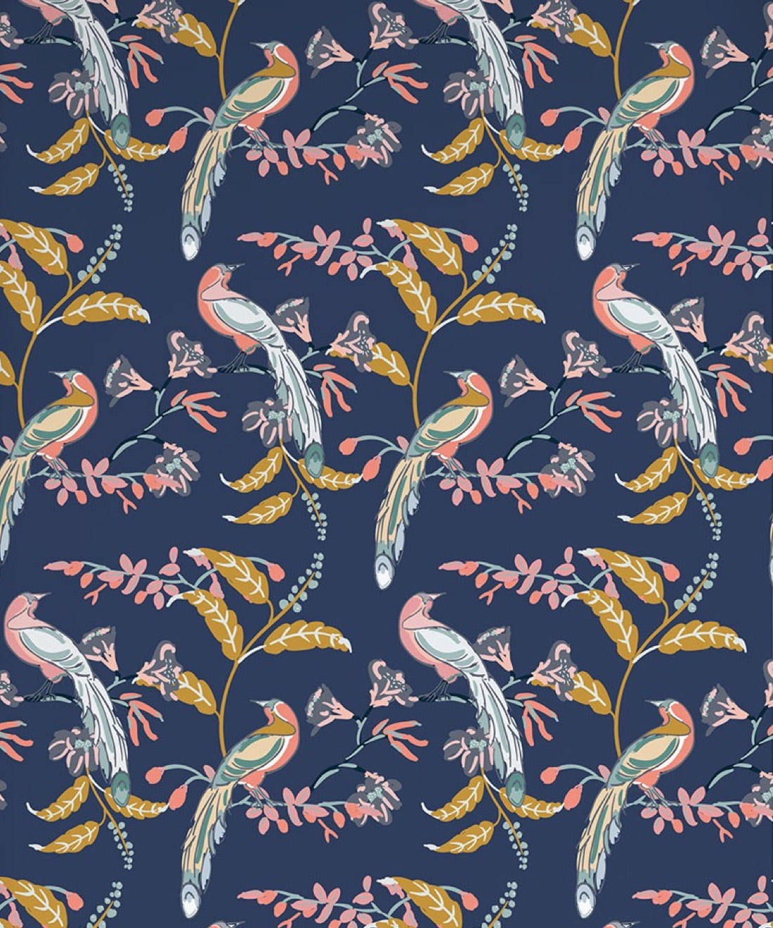 Birds Of Paradise Wallpaper, Evening Blue