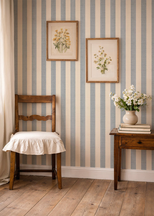 Linen Stripes, Blue