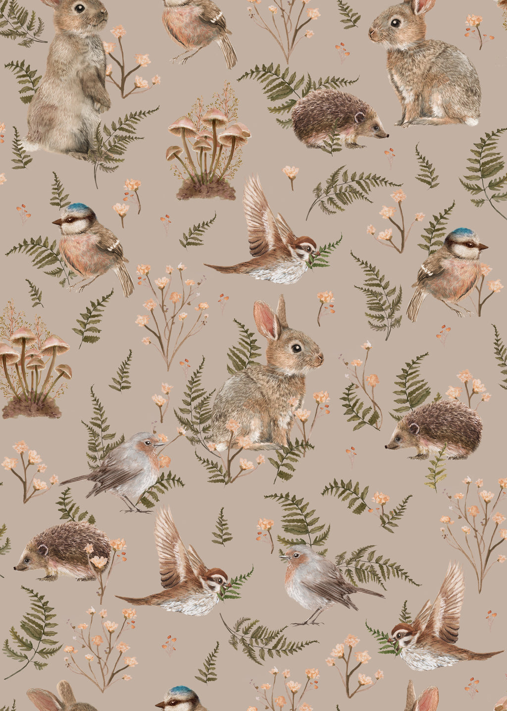 Birds & Bunnies - Dusty Rose